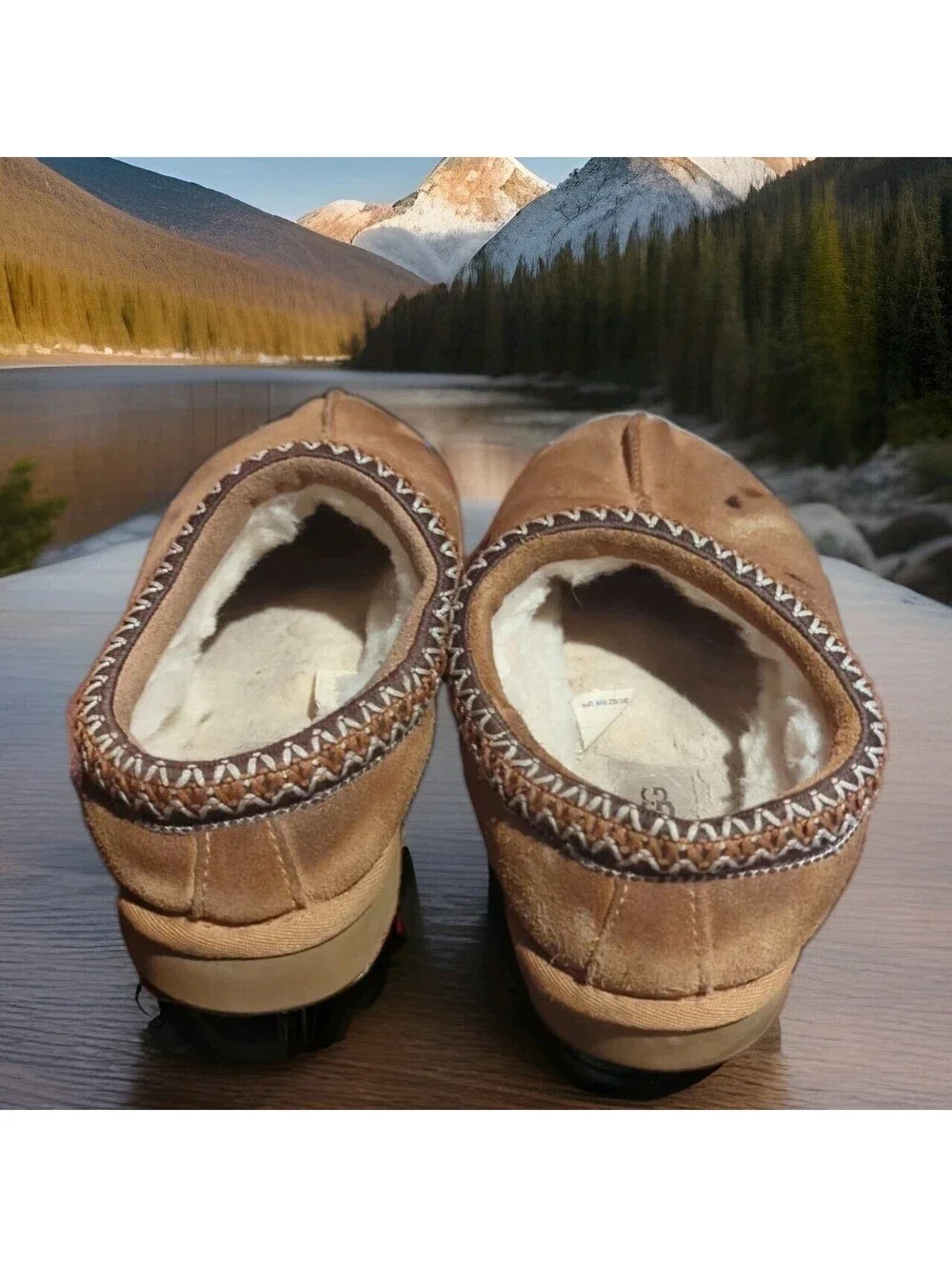 UGG Tasman II Slipper Shoes Clogs Chestnut Tan Sheepskin Mens 7 Womens 8 *STAIN*